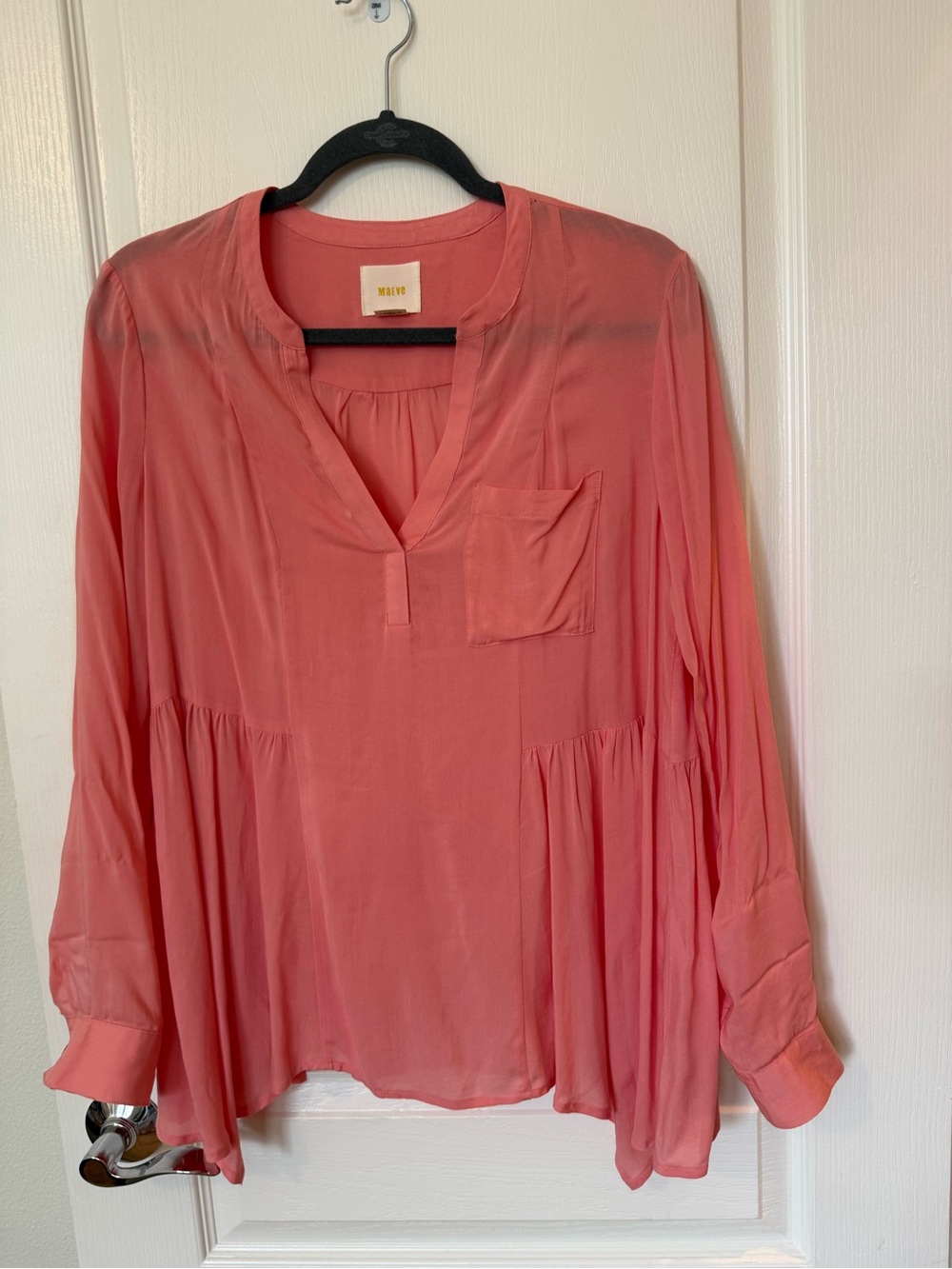Maeve Laiken Coral Long-Sleeve Peasant Tunic